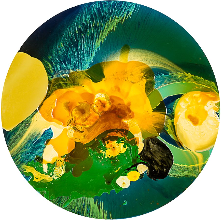 Seung Yul Oh: Round! acrylic and varnish on canvas mounted to board 1190mm: diameter Provenance: Purchased from Starkwhite, Auckland in June 2006.