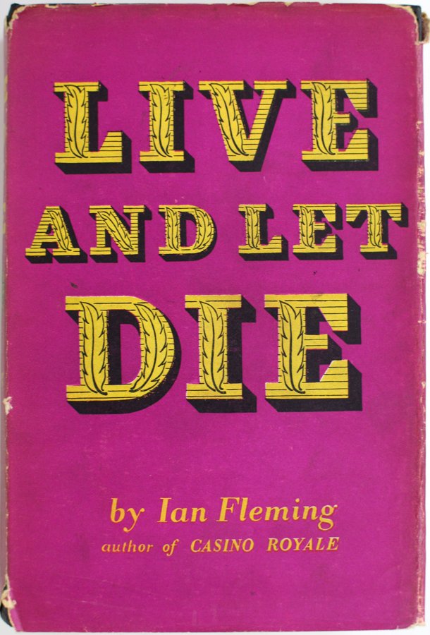 FLEMING, IAN, Live and Let Die: London: Jonathon Cape 1954, 1st edition. Owners details front endpaper. Light foxing front and back pages, small amount of insect damage, to top of back fixed and free endapers. Original black cloth, 