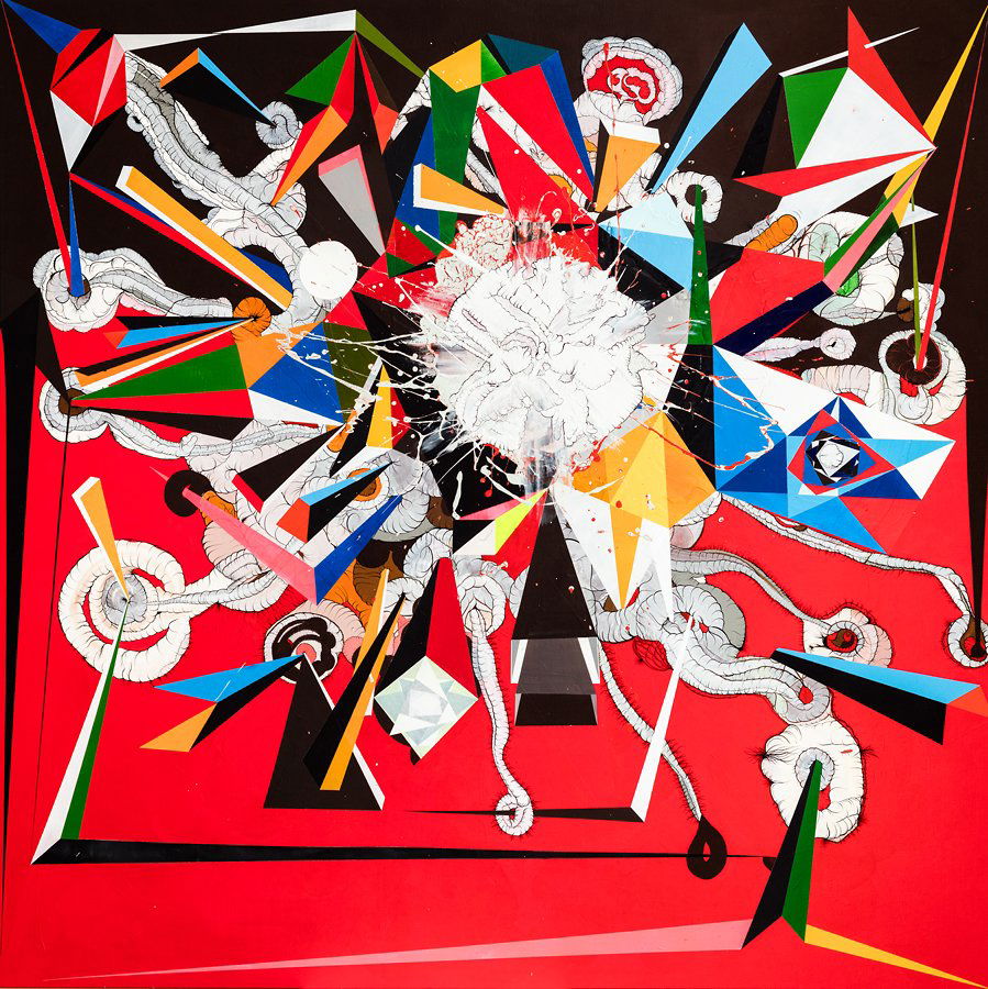 Seung Yul Oh: Heavy Heavy Heavy acrylic on canvas title inscribed and dated '07 verso 1520 x 1520mm Provenance: Purchased from Starkwhite, Auckland in 2008.