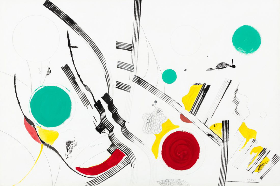 Julian Dashper: Snorkler acrylic and Indian ink on paper signed and dated 28.3.89 - 3.4.89; title inscribed and inscribed titled by Pat Pound verso 1010 x 1535mm Provenance: Celia Dunlop Collection