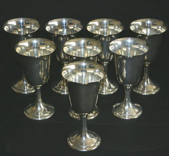 Eight (8) Alvin sterling 52499 goblets. 6 1/2"H.: Eight (8) Alvin sterling 52499 goblets. 6 1/2"H. 96 grams.