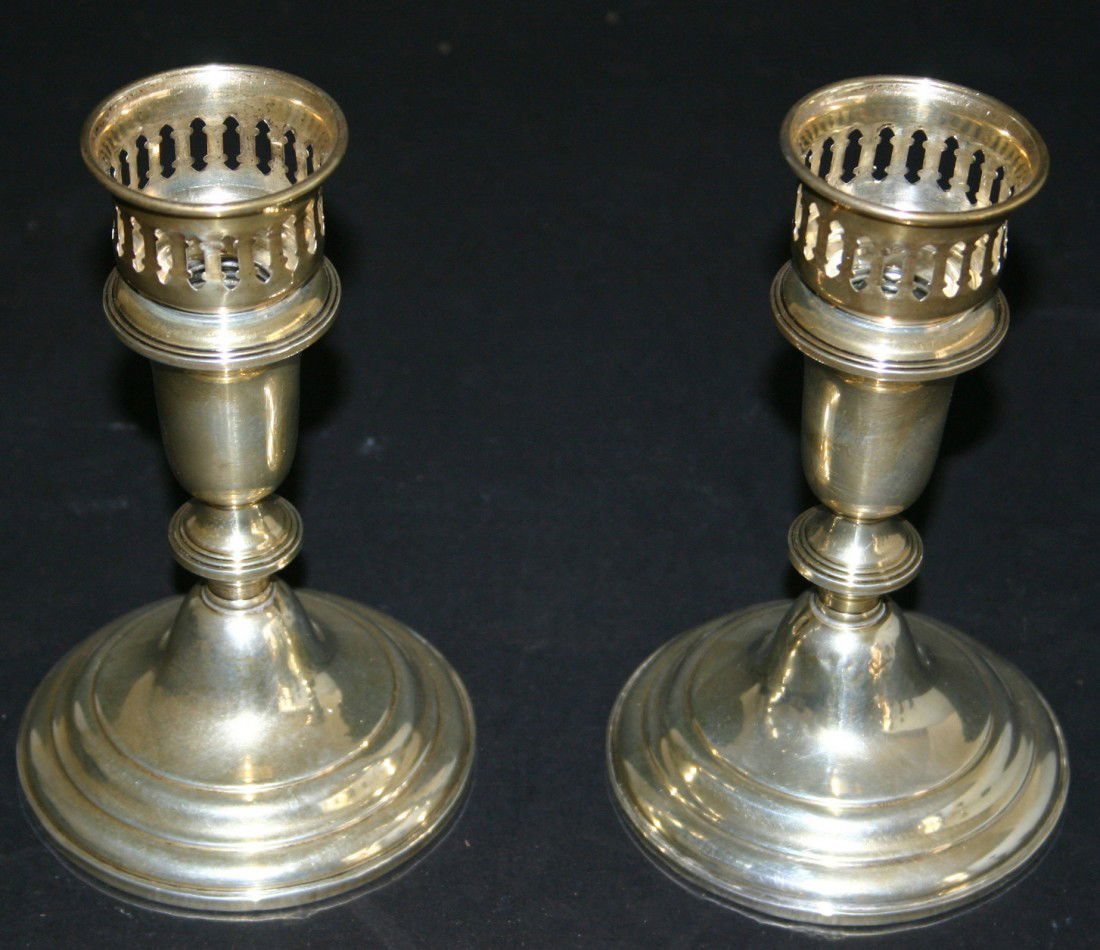 87 Pair of Empire sterling weighted 366 candlestick ho
