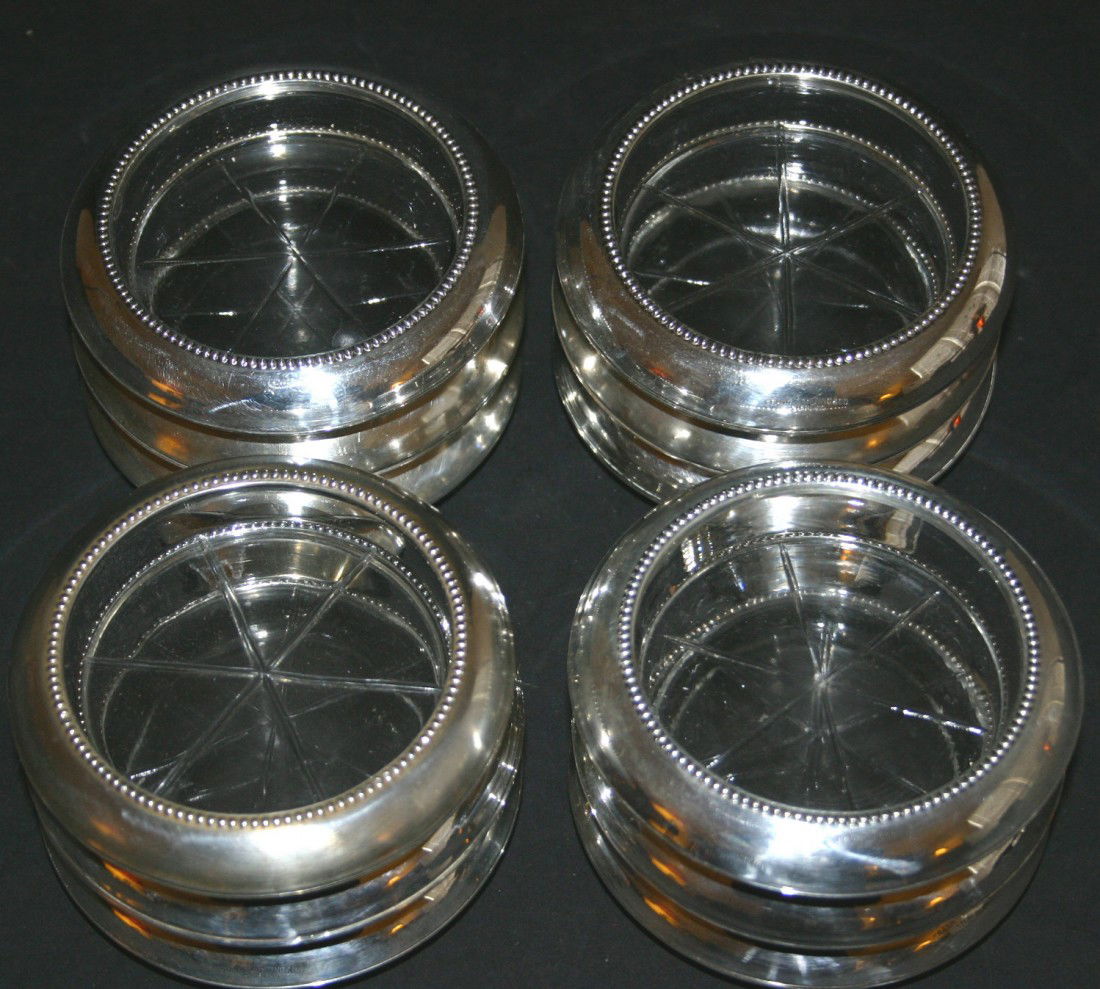 Twelve (12) Frank M. Whiting sterling weighted coa: Twelve (12) Frank M. Whiting sterling weighted coasters. 4"D. 202.6 grams.