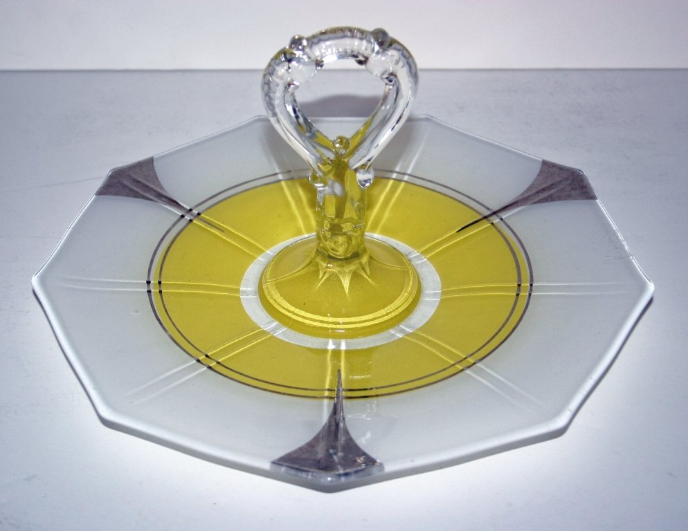 Yellow Canape Tray in Indian Glass Moderne: Yellow Canape Tray in Indian Glass Moderne