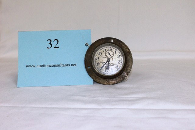 DASHBOARD CLOCK, NEW HAVEN CLOCK COMPANY, 8 DAY, GO: DASHBOARD CLOCK, NEW HAVEN CLOCK COMPANY, 8 DAY, GOOD CONDITION, 3.75 X 3.75 X 2.25IN