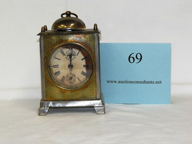 SETH THOMAS CARRIAGE ALARM CLOCK, FAIR CONDITION, 4: SETH THOMAS CARRIAGE ALARM CLOCK, FAIR CONDITION, 4.5 X 7 X 3IN