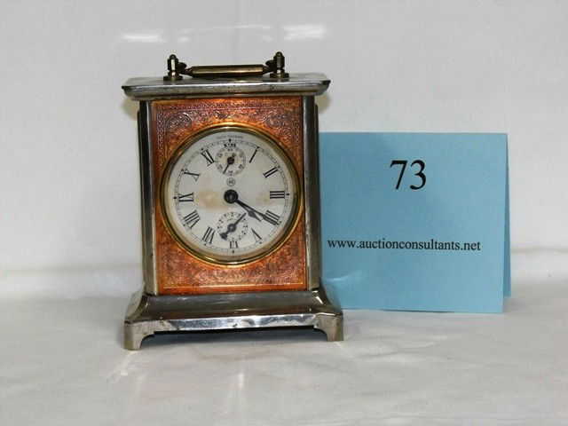 SETH THOMAS BRASS CARRIAGE CLOCK, GOOD CONDITION,: SETH THOMAS BRASS CARRIAGE CLOCK, GOOD CONDITION, 5 X 6.5 X 3.5IN