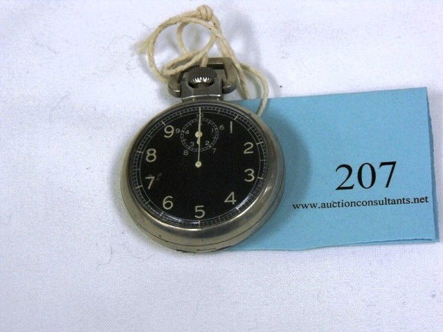OPEN FACED POCKET (STOP) WATCH,ELGIN NATIONAL WATC: OPEN FACED POCKET (STOP) WATCH,ELGIN NATIONAL WATCH CO., 15 JEWELS, SN: 41517759, CASE# 4829472, STEM WOUND, ARABIC NUMBERS, BLACK FACE, SILVER CASE