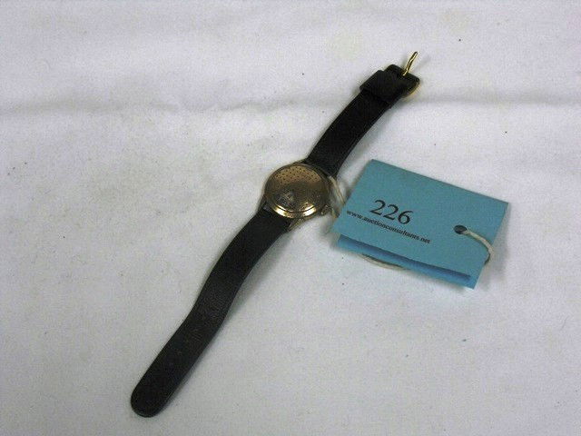 WRIST WATCH, ELGIN, "GOLF", WEDGE CRYSTAL DISPLAY,: WRIST WATCH, ELGIN, "GOLF", WEDGE CRYSTAL DISPLAY, STEM WOUND AND SET,LEATHE BAND