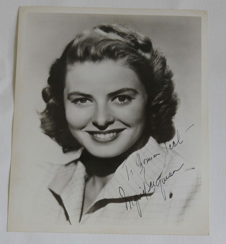 Autographed Ingrid Bergman Photo: 8 x 10 Glossy Ingrid Bergman to Norman Peel (purchased by Fred Hileman in the 1970's provenance Betty Benes Cleveland)