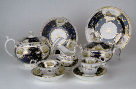 31 PC ANTIQUE CROWN DERBY CAKE SET: 31 PC ANTIQUE CROWN DERBY CAKE SET to Include 6 Inch Tea Pot, Sugar & Creamer, Cups & Saucer And Cake Plates, WE WILL NOT SHIP THIS LOR CAN REFER LOCAL SHIPPER