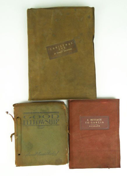 3 BOOKS 2 ROYCROFT ELBERT HUBBARD & A WOOLARD: 3 BOOKS 2 ROYCROFT ELBERT HUBBARD & A WOOLARD Message to Garcia © 1899 by Hubbard, Christmas Eve Robert Browning and Good Fellowship by Samuel Francis Woolard Signed for a Christmas 1912 Nicaragua ©