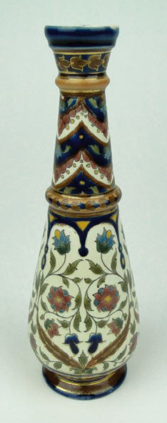 ANTIQUE ZSOLNAY HAND PAINTED VASE: ANTIQUE ZSOLNAY HAND PAINTED VASE Floral Design Signed to Base Measures Standing 7-1/4 Inches Tall Excellent Condition, shipping to be $25 u.s. plus ins