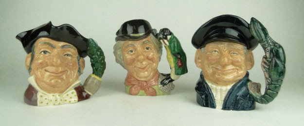 3 LARGE ROYAL DOULTON TOBY MUGS: 3 LARGE ROYAL DOULTON TOBY MUGS Consisting of Lobster Man, Mine Host, The Walrus & Carpenter. Very Good Condition, shipping to be $35 plus ins