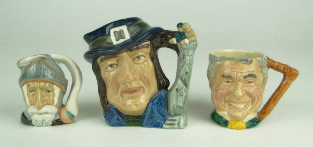 3 SMALL ROYAL DOULTON TOBY MUGS: 3 SMALL ROYAL DOULTON TOBY MUGS Consisting OF Gulliver, Don Quixote, Lancaster Character Jug Jolly Boy, shipping u.s to be $20 plus ins