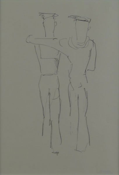 CECIL BEATON PENCIL DRAWING OF TWO SAILORS: CECIL BEATON PENCIL DRAWING OF TWO SAILORS Artist Stamp to Bottom Right Sir Cecil Walter Beaton was an English fashion and portrait photographer, diarist, style icon, interior designer and an Academy