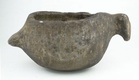 NW COAST INDIAN ANTIQUE STONE TOBACCO MORTAR: NW COAST INDIAN ANTIQUE STONE TOBACCO MORTAR American Indian Carved Bowl Measuring 11 Inches Wide 5 Inches Tall Typical Ware From Use and Age, SHIPPING $45 PLUS INS