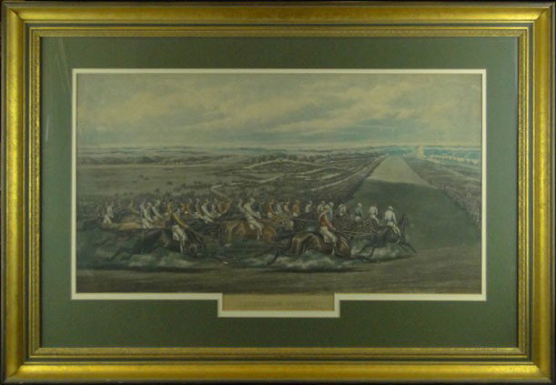 LARGE ANTIQUE SPORT RACING PRINT HENRY ALKEN: LARGE ANTIQUE SPORT RACING PRINT HENRY ALKEN Titled Tattenham Corner Featuring a 19 Century Horse Race Measures 22-1/2 Inches Tall 34 Inches in Width Overall Image in Good Condition Plus 2-1/2 Inch Bo