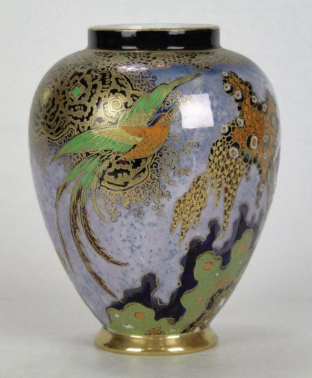 ANTIQUE CARLTON WARE BUTTERFLY LUSTER VASE: ANTIQUE CARLTON WARE BUTTERFLY LUSTER VASE Signed to Base Early 20th Century Measures Approximately 5 Inches Tall, SHIPPING $25 PLUS INS