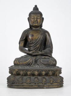 VINTAGE LARGE COMPOSITION BUDDAH: VINTAGE LARGE COMPOSITION BUDDAH aprox 10 1/2" tall, bronze patina , in excellent condition, WE WILL NOT SHIP THIS LOT, CAN REFER LOCAL SHIPPER