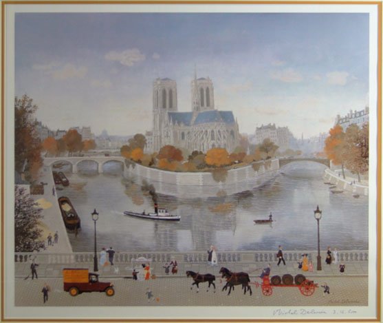 MICHEL DELACROIX "AT THE SEINE RIVER" LTD ED LITHO: MICHEL DELACROIX "AT THE SEINE RIVER" LTD ED LITHOGRAPH Pencil Signed & Dated 3/12/2000 Measures Approximately 20-1/2 Inches Tall 24-1/2 Inches Wide Plus Matt & Frame, WE WILL NOT SHIP THIS LOT, CAN R
