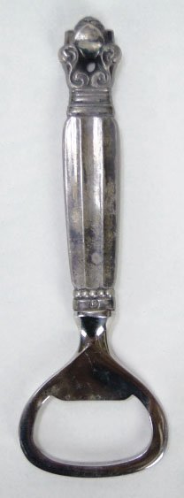 ANTIQUE GEORG JENSEN STERLING SILVER BOTTLE OPEN: ANTIQUE GEORG JENSEN STERLING SILVER BOTTLE OPEN with the Old GI Mark in a Circle Signed Sterling Denmark Measures Approximately 4-1/2 Inches Long, SHIPPING $20 PLUS INS