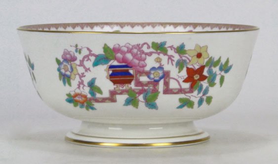 VINTAGE MINTON HAND PAINTED FOOTED BOWL: VINTAGE MINTON HAND PAINTED FOOTED BOWL Thick Enamal Floral Décor Measures Approximately 8-1/2 Inches in Diameter 4 Inches Tall, SHIPPING $45 PLUS INS