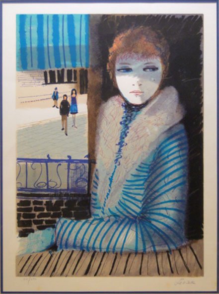 CHARLES LEVIER (1920 - 2004) ORIGINAL LITHOGRAPH: CHARLES LEVIER (1920 - 2004) ORIGINAL LITHOGRAPH HAND SIGNED Depicting a Sad Young Lady Signed in Pencil Lower Right 241/250 Measures Approximately 27 Inches Tall 20 Inches Wide, WE WILL NOT SHIP THIS