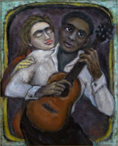 ALBERT PELS OIL ON BOARD LOVE SONG: ALBERT PELS OIL ON BOARD LOVE SONG Depicting a man Serenading his Woman Highly Listed Artist Measures Approximately 10 Inches Tall by 8 Inches Wide, WE WILL NOT SHIP, CAN REFER LOCAL SHIPPER