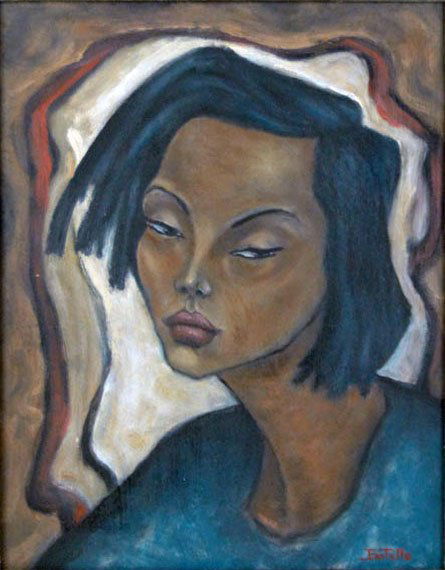 ANGEL BOTELLO OIL ON MASONITE OF A WOMAN: ANGEL BOTELLO OIL ON MASONITE OF A WOMAN Listed Spanish /Puerto Rican Artist Measures Approximately 14 Inches Tall 11 Inches Wide Plus Frame Signed Lower Right Property of a Boca Raton Estate there is