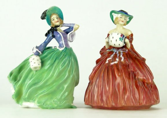 2 ROYAL DOULTON PORCELAIN FIGURINES OF LADIES WITH: 2 ROYAL DOULTON PORCELAIN FIGURINES OF LADIES WITH MUFFS To Include Autumn Breezes HN1913, Genevieve HN1962 ltd Ed,SHIPPING $30 PLUS INS
