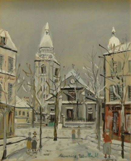 WATER COLOR OF A VILLAGE SCENE WITH CHURCH IN BACK: WATER COLOR OF A VILLAGE SCENE WITH CHURCH IN BACKGROUND Measures Approximately 12 1/2 Inches Tall 10 Inches Wide Maurice Utrillo Water Color WE WILL SHIP THIS ITEM FOR $45 PLUS INSURANCE