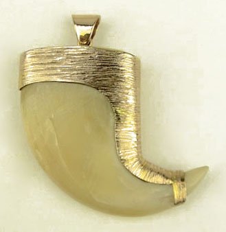 VINTAGE 9KT YELLOW GOLD AND TIGER CLAW PENDANT: VINTAGE 9KT YELLOW GOLD AND TIGER CLAW PENDANT Total Weight 21.6grams WE WILL SHIP THIS ITEM FOR $20 PLUS INSURANCE