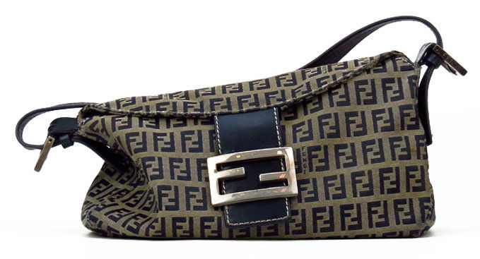 AUTHENTIC FENDI CANVAS LADIES HAND BAG: AUTHENTIC FENDI CANVAS LADIES HAND BAG Measures Approximately 7" Tall by 9" Long. In Good Condition WE WILL SHIP THIS ITEM FOR $30 PLUS INSURANCE