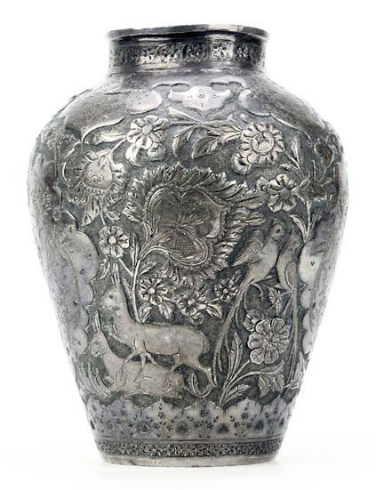 ANTIQUE PERSIAN 950 STERLING SILVER VASE ANTIQUE PERSIAN 950 STERLING SILVER VASE