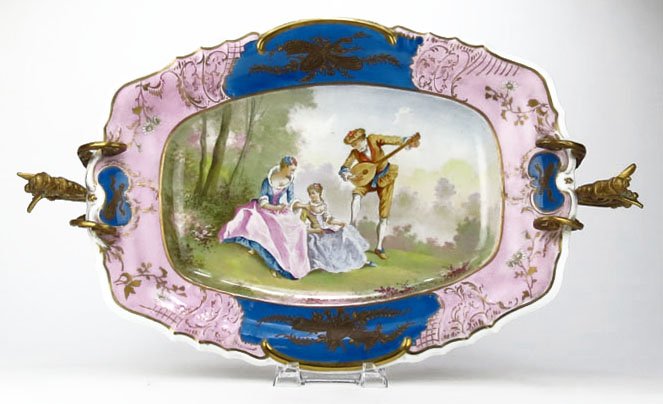 IMPORTANT LARGE SEVRES AND BRONZE CENTER BOWL