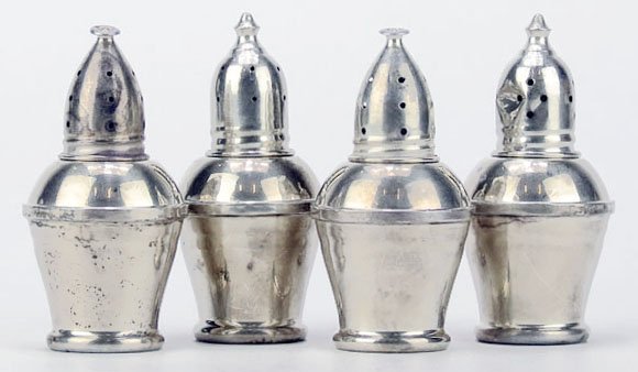 FOUR STERLING SILVER WEIGHTED SHAKERS