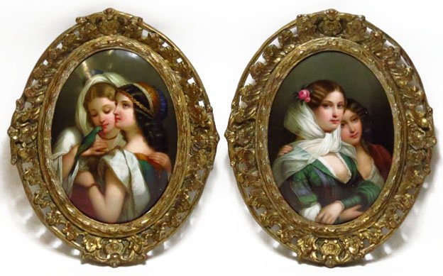 EXTRAORDINARY PAIR OF 19TH CENTURY KPM PAINTED OVAL PLA