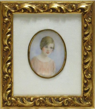 ANTIQUE PORTRAIT ON IVORY BY EDITH HILL