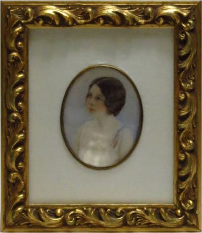 ANTIQUE PORTRAIT ON IVORY BY EDITH HILL