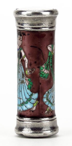 ORIENTALIST ENAMALED AND SILVER PILL BOX - 2