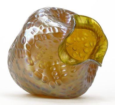 VINTAGE HAND BLOWN LOETZ OIL SPOT RUFFLED VASE - 2