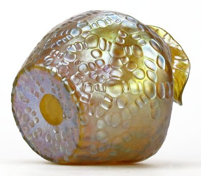 VINTAGE HAND BLOWN LOETZ OIL SPOT RUFFLED VASE - 3