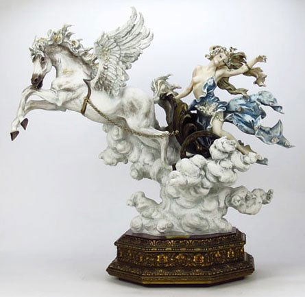 GIUSEPPE ARMANI FIGURINE TITLED "AURORA": GIUSEPPE ARMANI FIGURINE TITLED "AURORA" #17/1500, Model #680-C. Measures Approximately 24-1/2" Wide by 22" Tall, Sits on 4-1/2" Tall Base. Limited Edition Retired. Comes with COA and Paper work. WE W