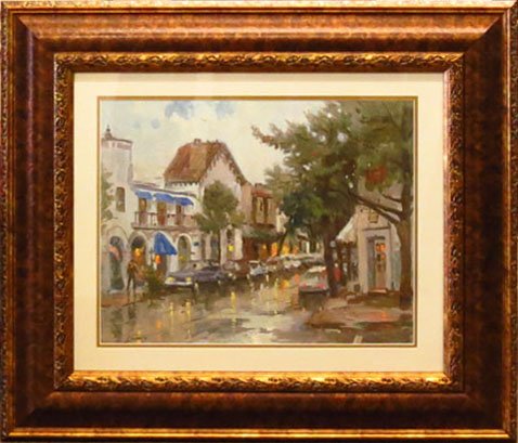 Thomas Kinkade - Lithograph Titled "Rainy Days in Carme - 2