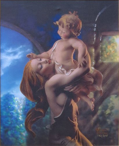 GIUSEPPE ARMANI GICLEE TITLED "ABIDING LOVE": GIUSEPPE ARMANI GICLEE TITLED "ABIDING LOVE" Number 182/675. Signed Lower Right. Measures Approximately 19-1/2" Tall by 15" Wide Plus Frame WE WILL NOT SHIP THIS ITEM BUT CAN RECOMMEND A SHIPPER FOR Y