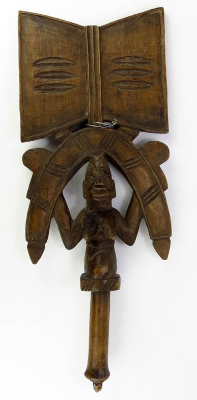ANTIQUE AFRICAN CEREMONIAL SCEPTER: ANTIQUE AFRICAN CEREMONIAL SCEPTER Measures Approximately 20" Tall by 8" Wide. Early 20th Century. WE WILL NOT SHIP THIS ITEM BUT CAN RECOMMEND A SHIPPER FOR YOU