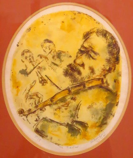 CHAIM GROSS HAND SIGNED LITHOGRAPH: CHAIM GROSS HAND SIGNED LITHOGRAPH Titled "The Fiddler" Number 7 of 8. Measures Approximately 18" Tall by 15" Wide, Plus Original Matting and Frame. Hand Signed and Dated 1965 by the Listed American A