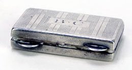 VINTAGE CARTIER STERLING SILVER PILL BOX: VINTAGE CARTIER STERLING SILVER PILL BOX Measures Approximately 1-1/4" Long. Weighs 1ozt. Circa 1930's. Monogrammed WE WILL SHIP THIS ITEM FOR $20 PLUS INSURANCE