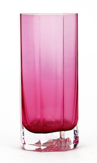 ROSENTHAL VASE FOR VERSACE: ROSENTHAL VASE FOR VERSACE Measures 6" tall, in ruby, with the versace logo to base, very good condition, shipping $25 plus ins